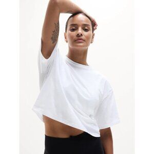 New Athleta S True Cotton Crop Tee Bright White Small